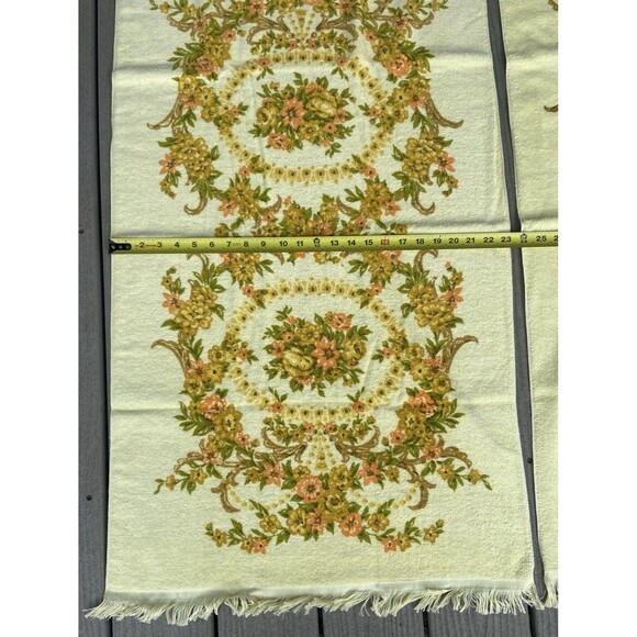 Vintage Tastemaker 100% Cotton Floral Fringe Bath Towels Set Yellow (2) Cottage - Picture 14 of 16